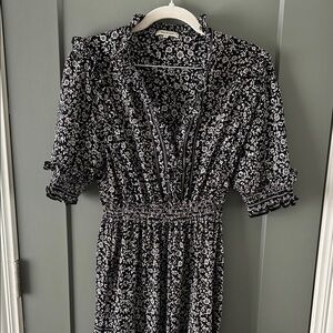Max Studio Black and White Patterned Midi Dress Size Medium